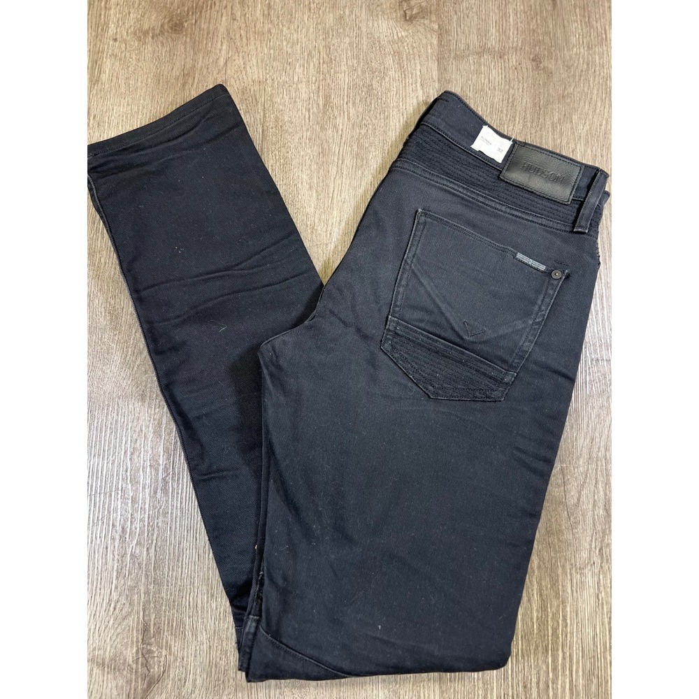 Hudson Blinder Biker Skinny Jeans Mens 32 Washed Black Ribbed Moto Pants